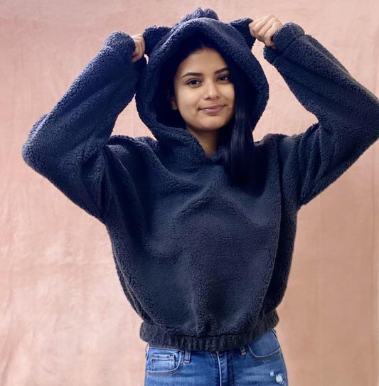 CUDDLED UP BEAR HOODIE (Charcoal) Outerwear SMALL