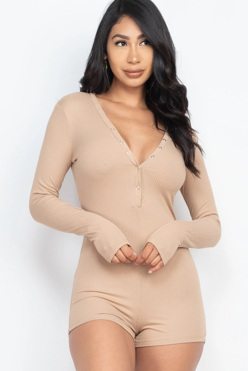 BRYNN BODYCON ROMPER (LATTE)