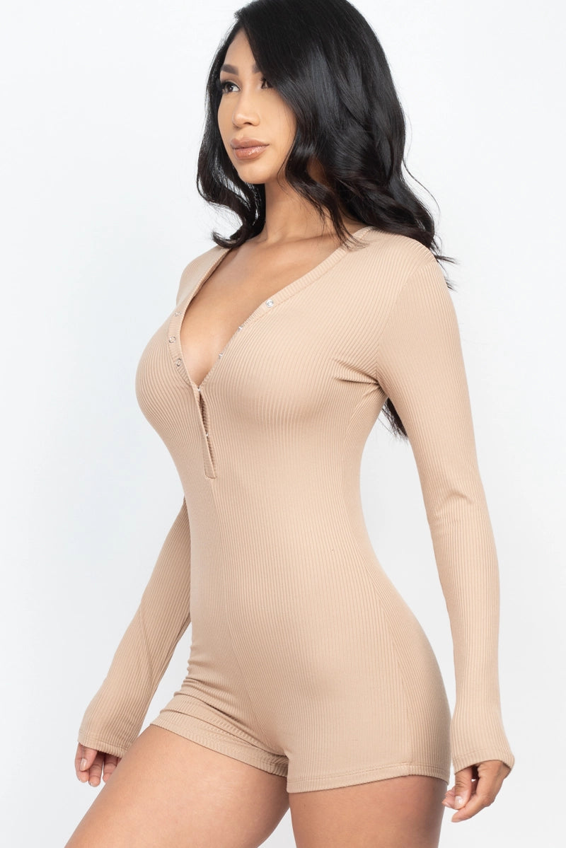 BRYNN BODYCON ROMPER (LATTE)