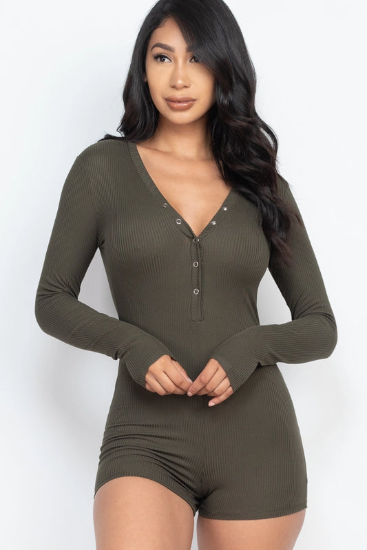 BRYNN BODYCON ROMPER (OLIVE)