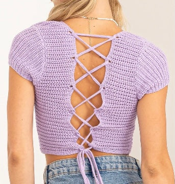 SECRET LOVER LACE UP TOP (LAVENDAR)