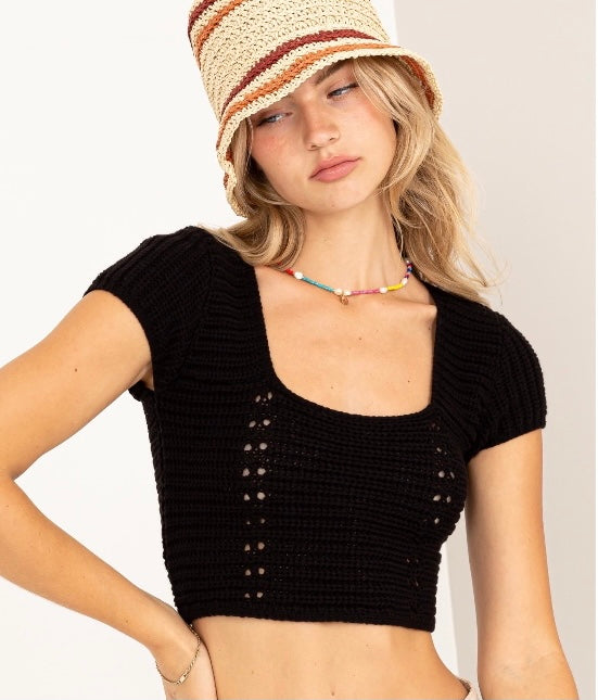 SECRET LOVER LACE UP TOP (BLACK)