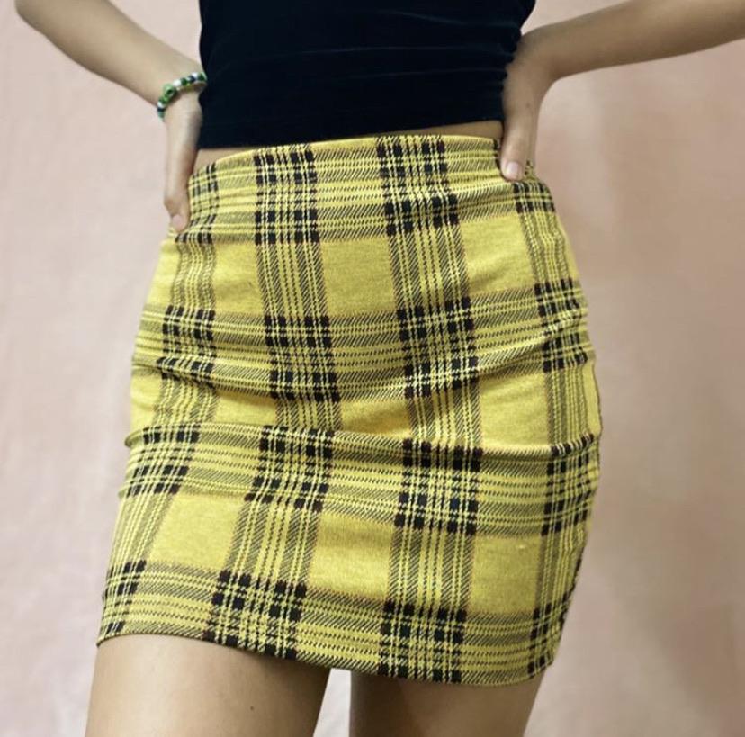 As If Plaid Mini Skirt (Yellow) SKIRT SMALL 