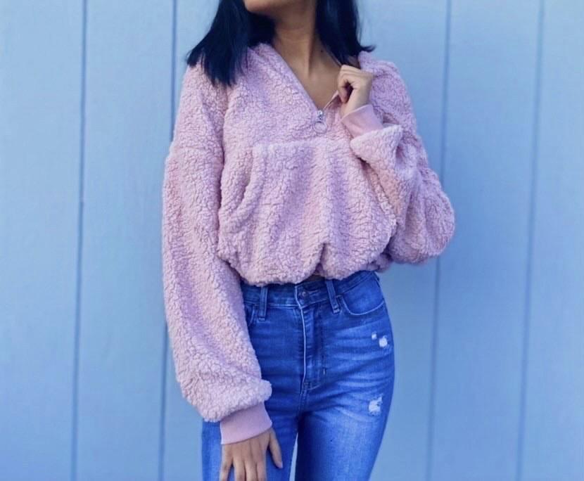 COZY NIGHTS TEDDY SWEATER (PINK) Outerwear SMALL 